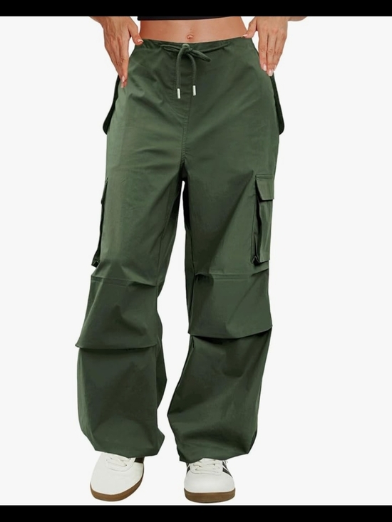 Zenana Outfitters Pants - Wide Leg Cargo Pants in Olive Green - Women